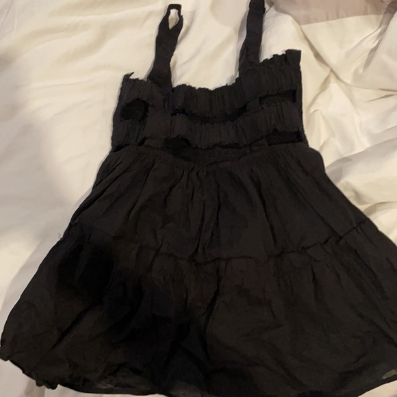 NWOT Asos 0 black peplum open back top strappy - Picture 2 of 2
